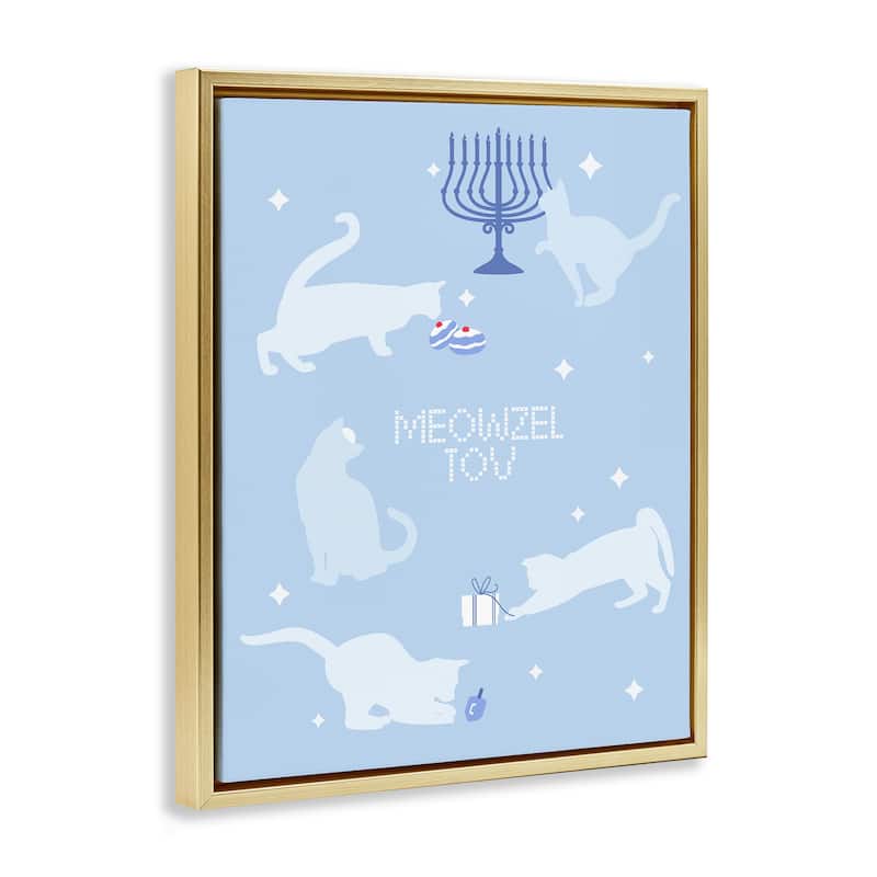 Stupell Meowzel Tov Seasonal Cats Framed Floater Canvas Wall Art Design By Lil' Rue