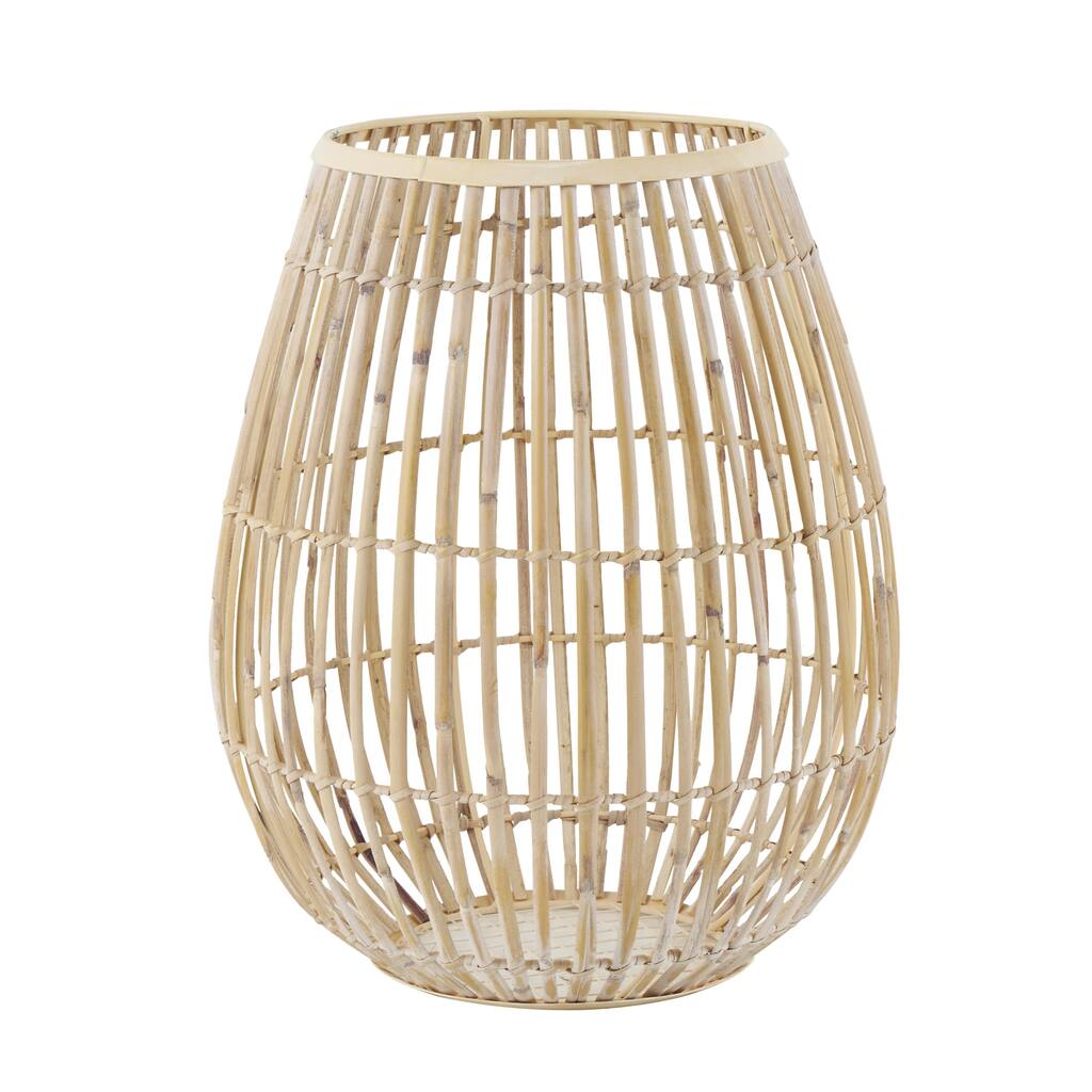 Bamboo Wood Handmade Open Frame Round Decorative Vase - Brown - Roche River Decor