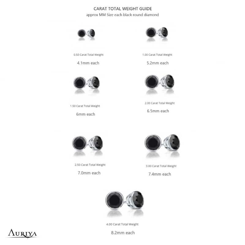 Auriya 1/2 to 4ctw Round Black Diamond Stud Earrings 14k White Gold Bezel-set