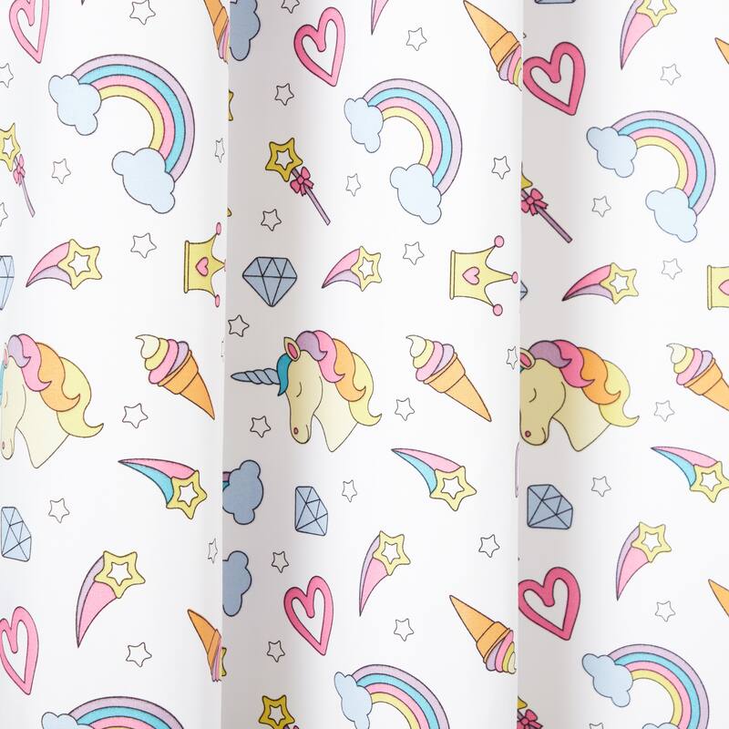 Estate View Kids Room Darkening Grommet Top Unicorn Magic Glow in the Dark Curtain Panel Pair, White Multi