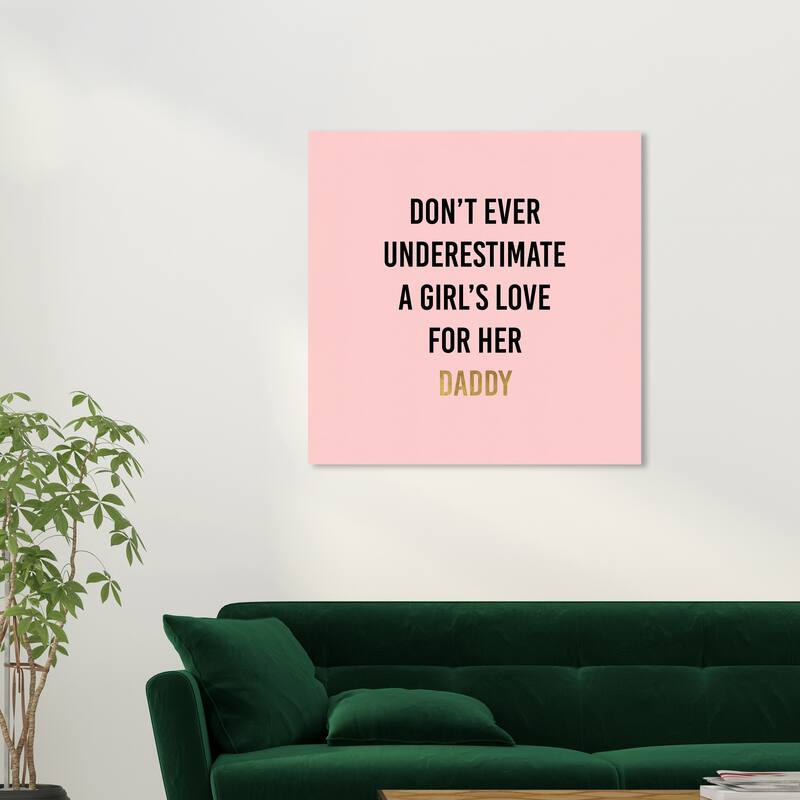 Wynwood Studio Prints Typography and Quotes Love My Dad Pink and Pastel Pink Modern & Contemporary Wall Art Canvas Print - 30 x 30