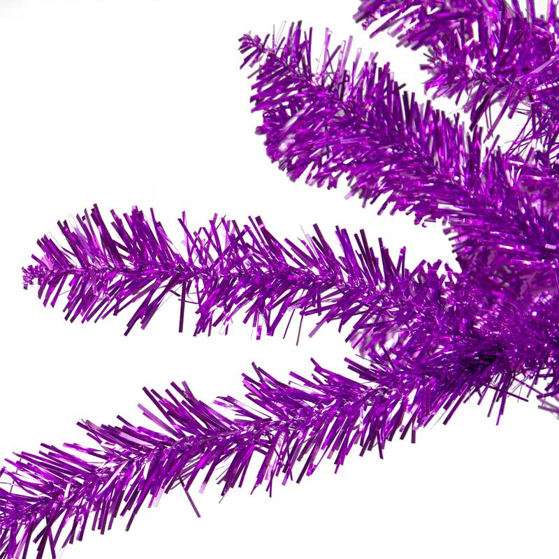 6' Metallic Purple Tinsel Artificial Christmas Tree - Unlit - 6 Foot
