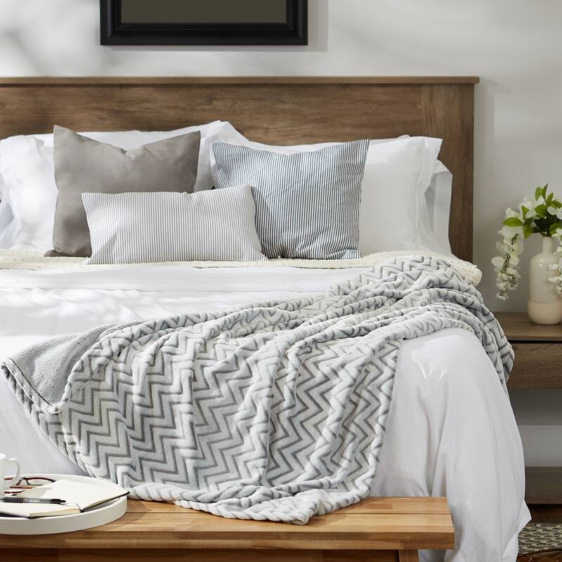 DII Gray Chevron Plush Throw