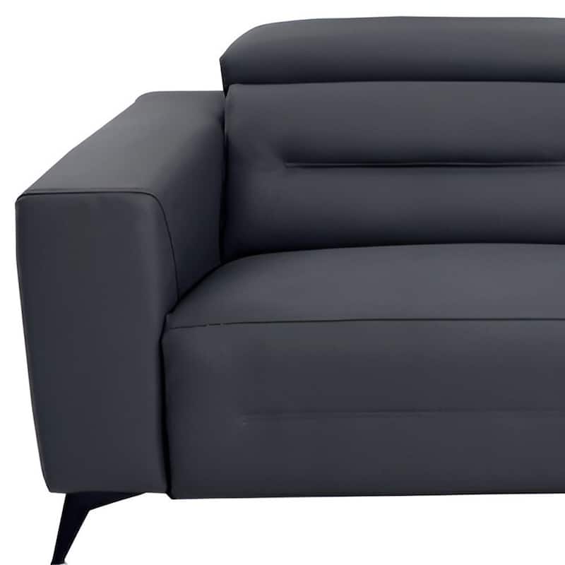 HomeRoots 83" Gray Italian Leather USB Reclining Sofa With Black Legs