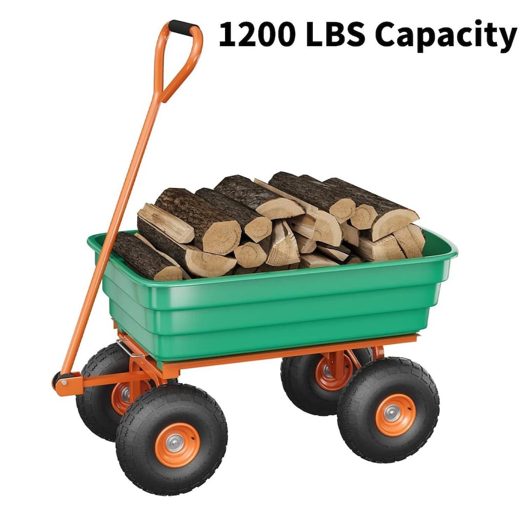 1200 LBS Capacity Garden Cart, Heavy Duty Poly Dump Cart for Landscaping and Gardening