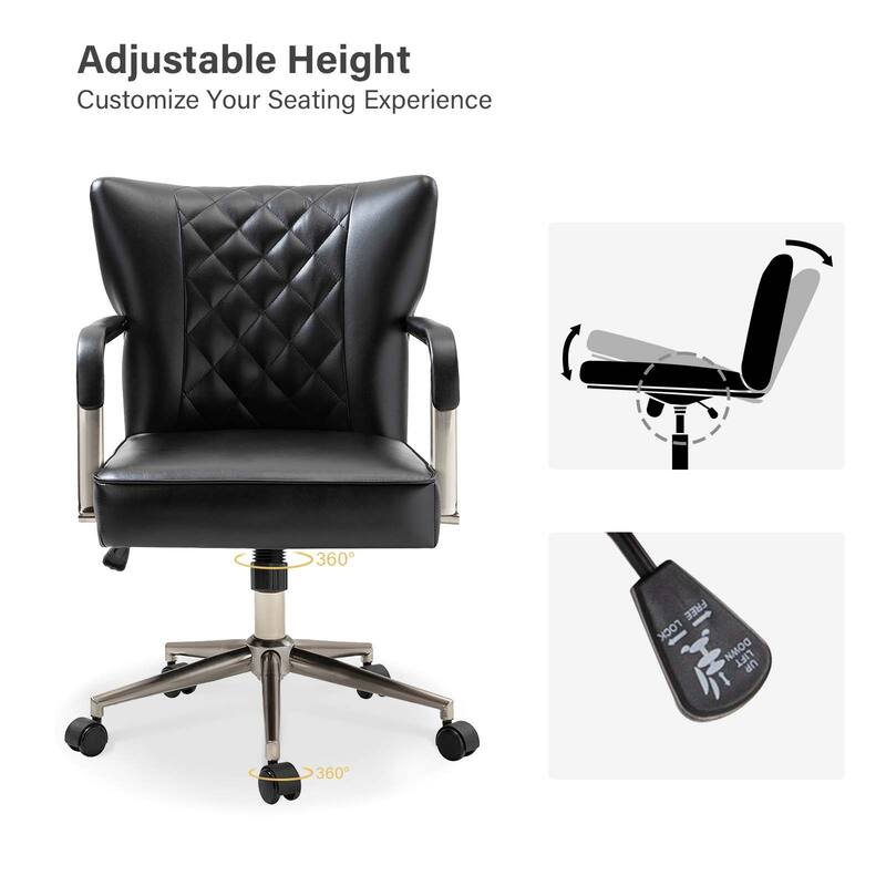 Felice Modern Swivel Height Adjustment Diamond-Tufted Office Chair by HULALA HOME