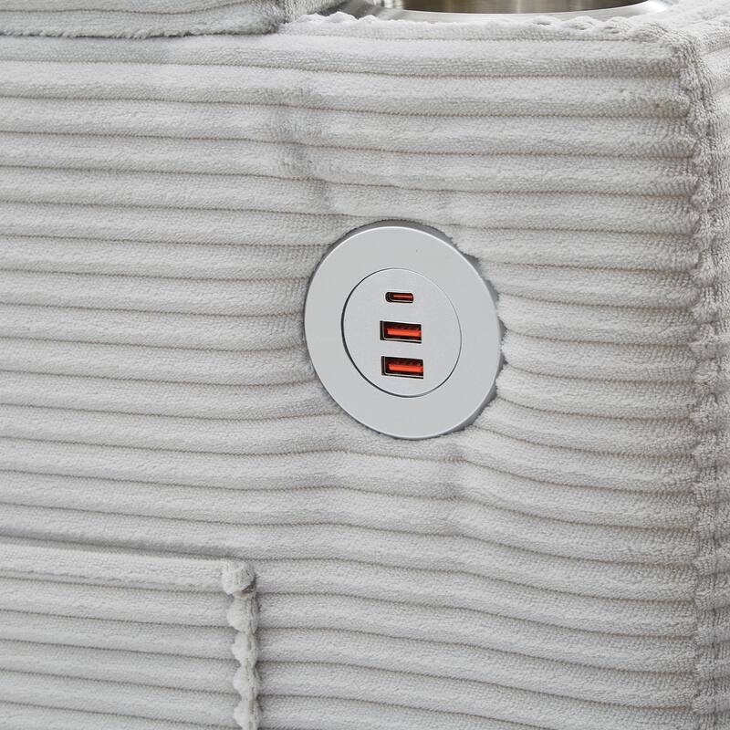 Roomfitters Convertible Sofa Bed 109.5" U-Shaped Sectional Upholstered Sofa with Storage Chaise, Cup Holders and USB Ports