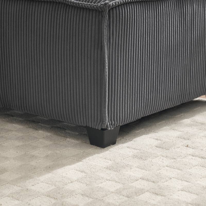 U-Shaped Modular Sectional Sofa, Oversized Corduroy Cloud Couch with Reversible Chaise, Comfy Convertible 6-Seat Corner Couch