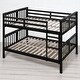 preview thumbnail 13 of 30, Full Over Full Bunk Bed with Convertible Design, Wooden Frame with Guardrails, No Box Spring Required,Guest Room Furniture