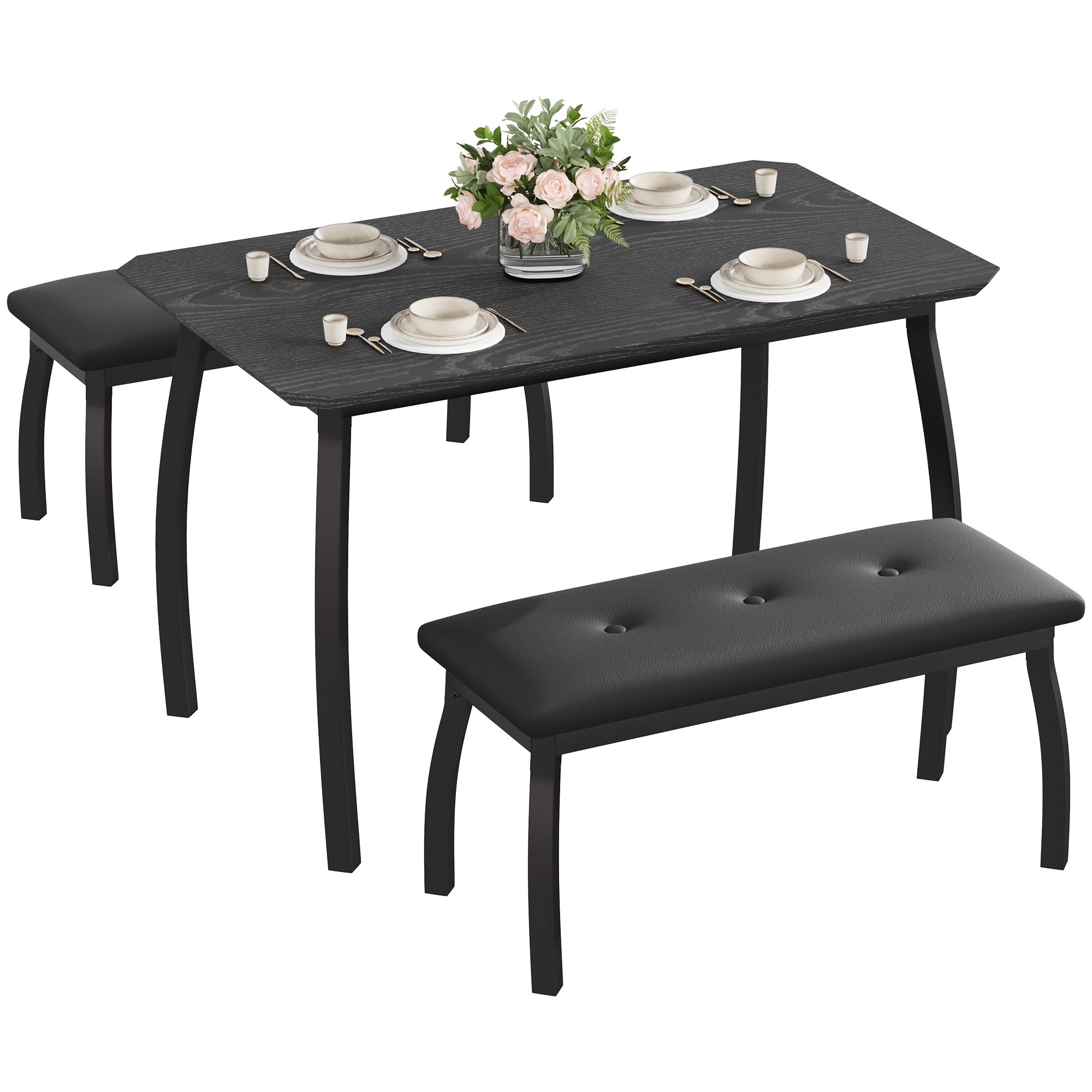 Dining Table Set for 4-6 3 PCS Kitchen Table Set