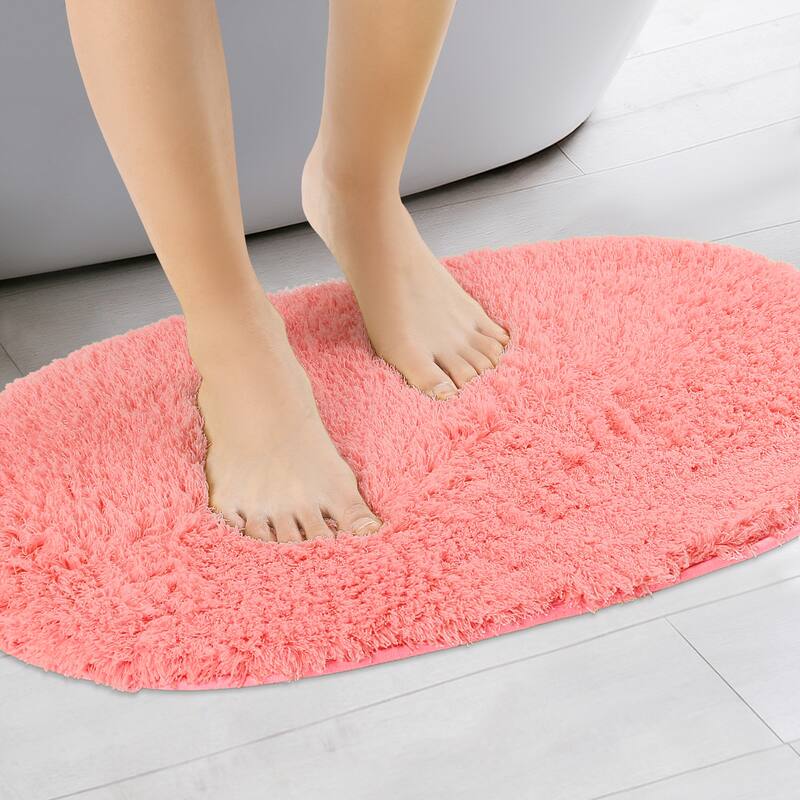 Bath Rug, Absorbent, Soft, Thick Shag, Bathroom Mat Rugs, Mats for Shower, Bathtub - Red - 20" x 32"