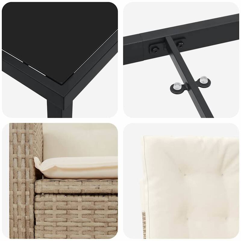 vidaXL Garden Dining Set with Cushion Poly Rattan