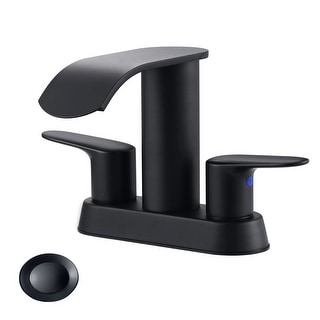 WOWOW 4 in. Centerset Double Handle Waterfall Bathroom Sink Faucet