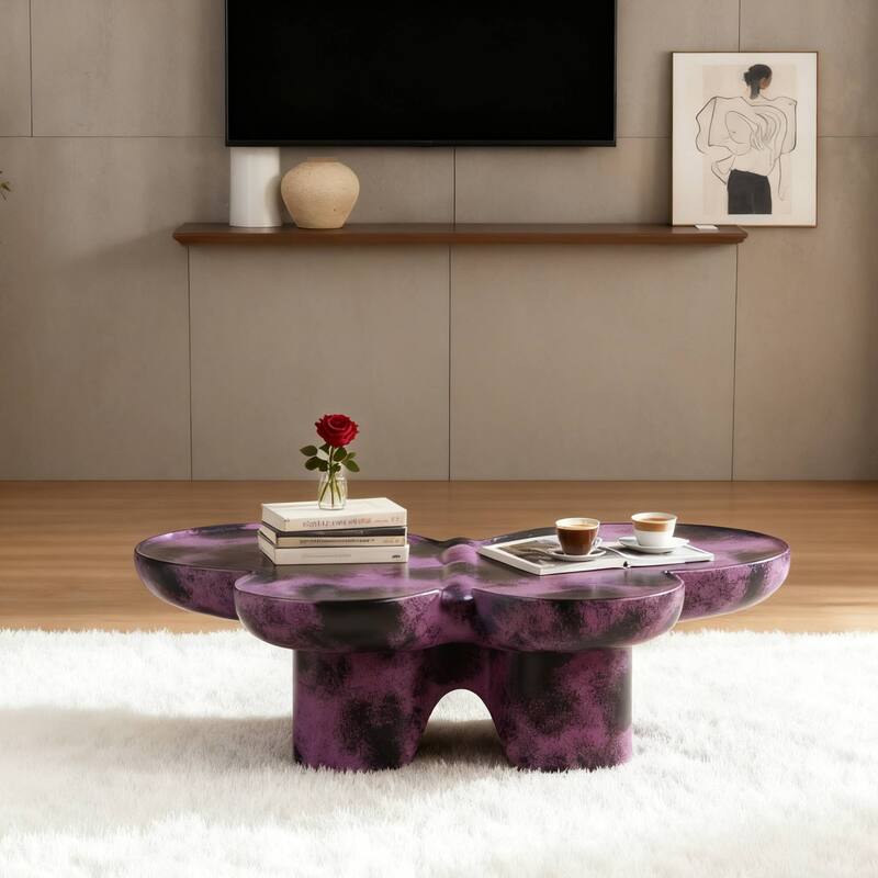 Modern Butterfly design style Coffee Table - Purple+Black