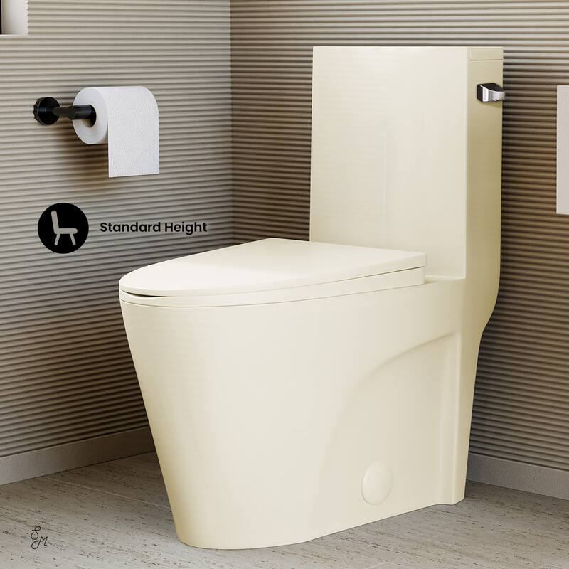 St. Tropez One-Piece 14" Rough-In 1.28 Gpf Right-Hand Vortex Flush Elongated Toilet In Glossy Bisque