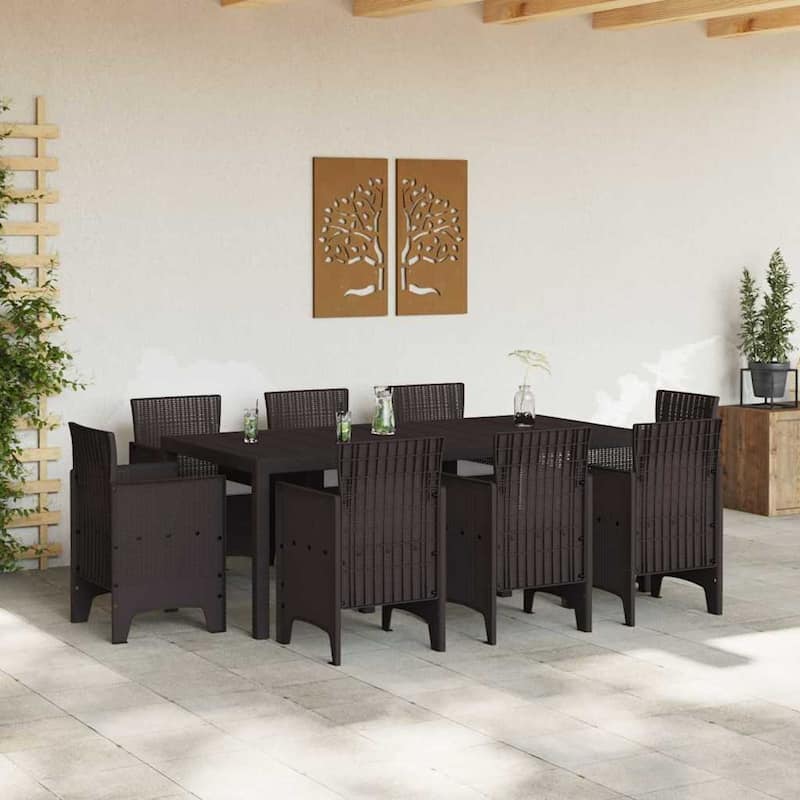 vidaXL Garden Dining Set 7/9 pcs Anthracite/Brown Polt rattan - 200 x 100 x 73 cm