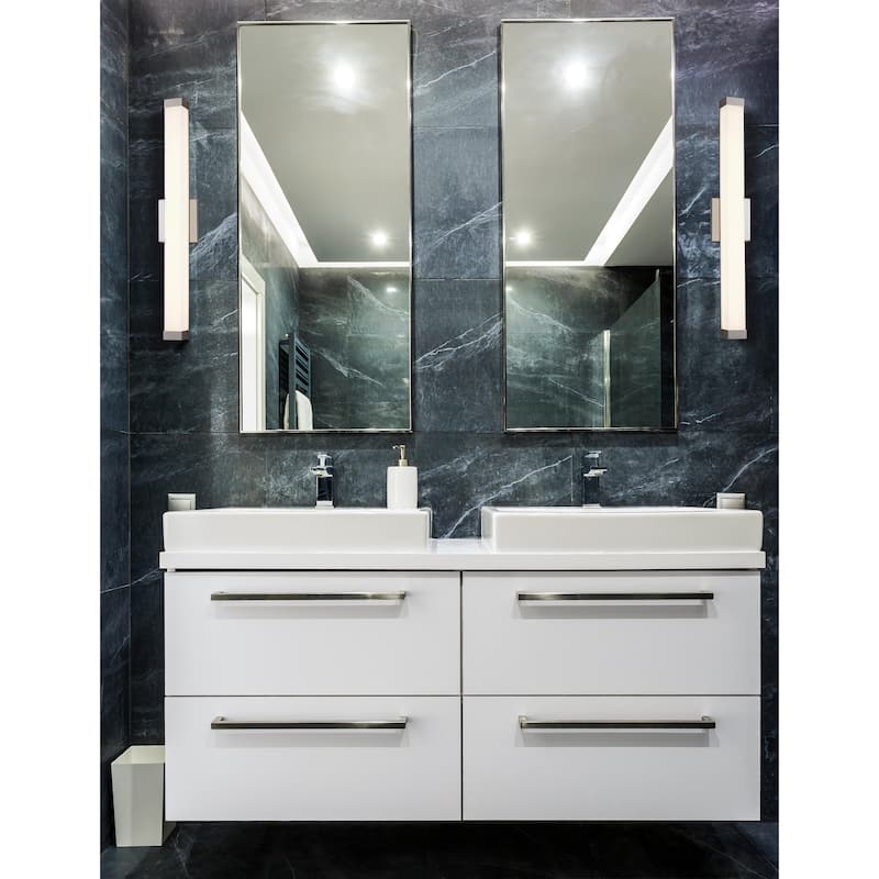 Justice Design Group Mio ADA 25" LED Linear Wall/Bath Sconce - Opal Acrylic - Brushed Nickel Finish