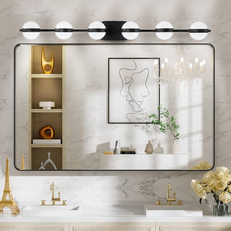 Sleek LED Bathroom Vanity Light – Modern Crystal Sand Acrylic Shade Fixture for Mirror Illumination‌