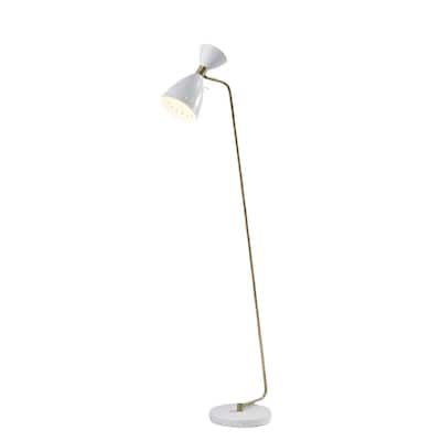 59" Gold White Task Floor Lamp with Metal Cone Shade for Modern Rooms - 20.50” x 10” x 59”