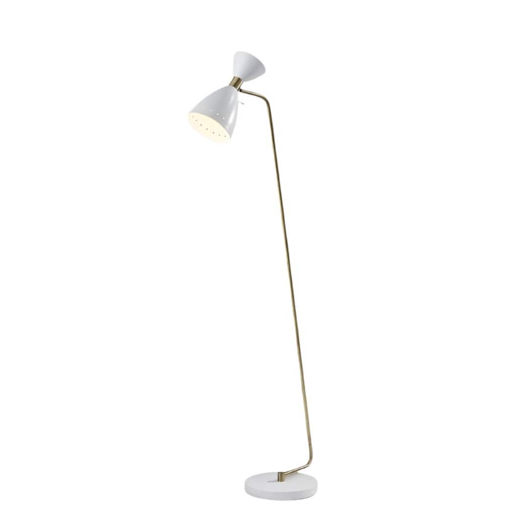 59" Gold White Task Floor Lamp with Metal Cone Shade for Modern Rooms - 20.50” x 10” x 59”