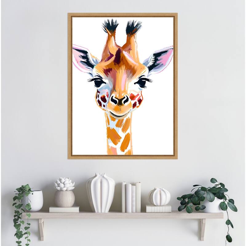 Giraffe by Ohkimiko Framed Canvas Wall Art