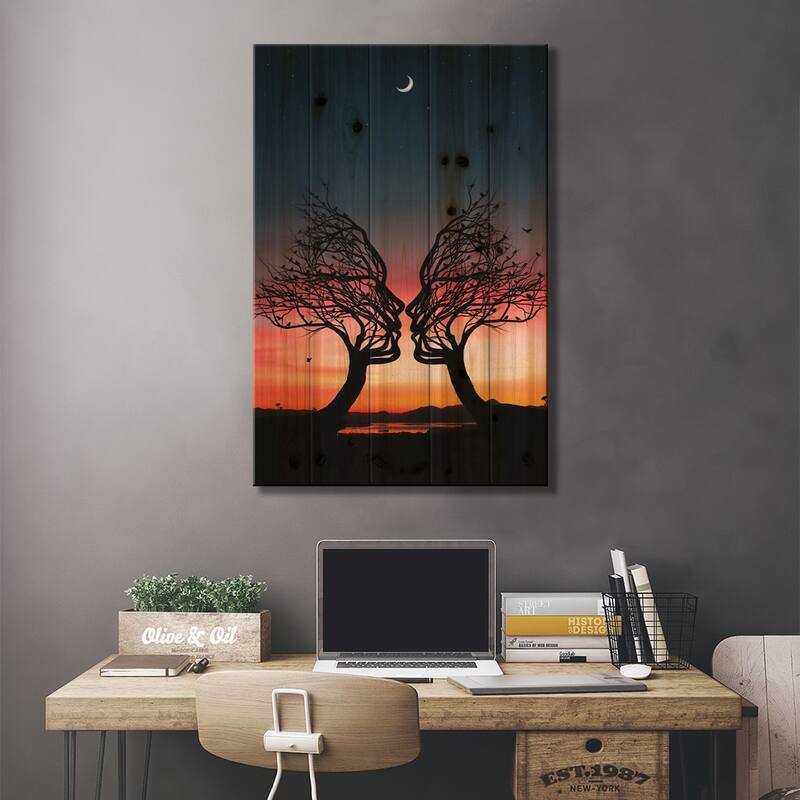 Me And You Print On Wood by Abdullah Evindar - Multi-Color