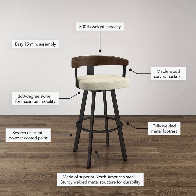 Amisco Lars Swivel Counter and Bar Stool