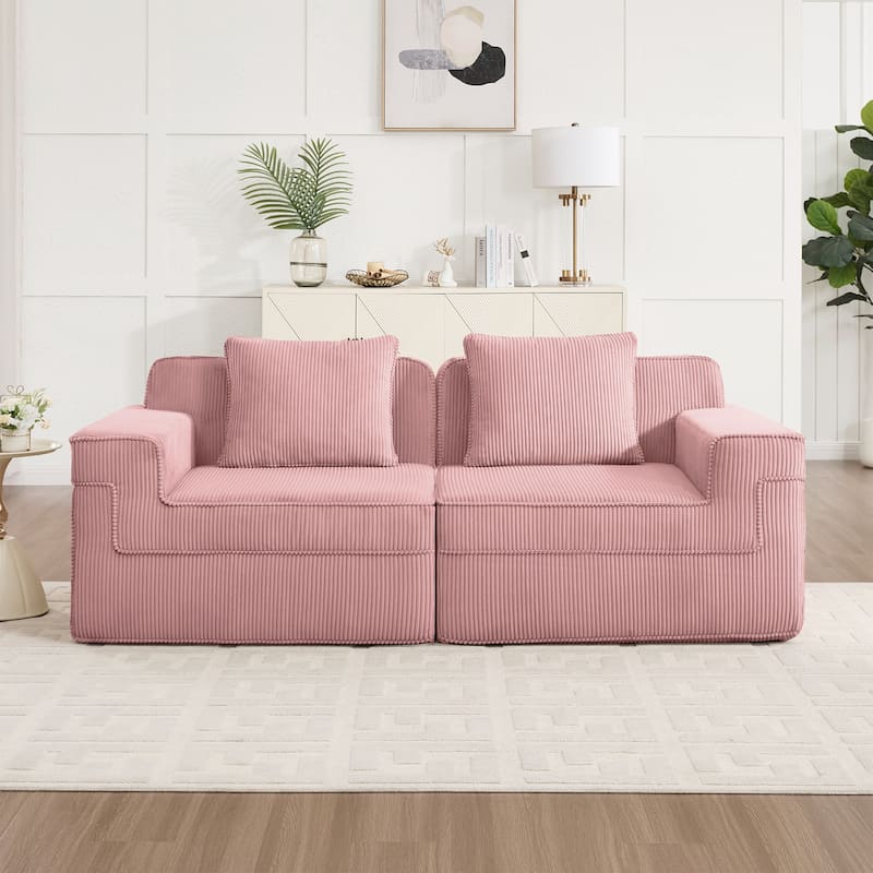 Modular 2 Seat Loveseat Boneless Sofa, Cloud Sectional Couch with Deep Seat