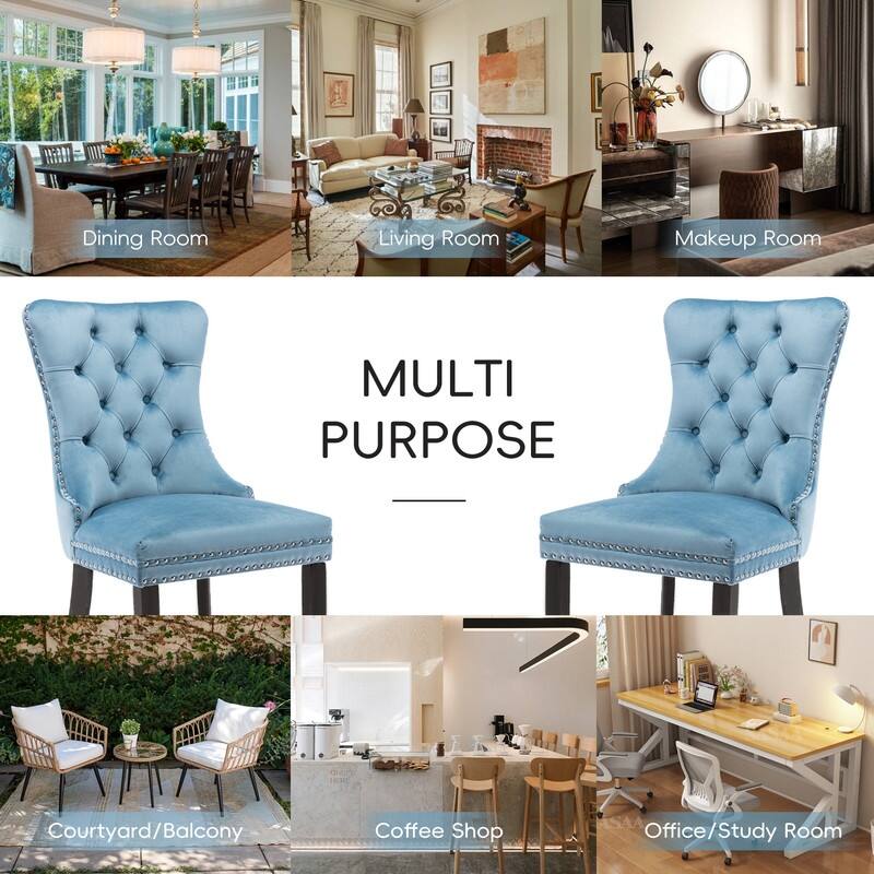 Tufted Naliheads Solid Wood Upholstered Dining Chairs (Set of 2)