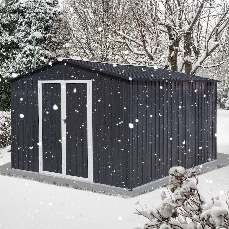 Rustproof Metal Garden Shed with Hinged Door & Integrated Vents Outdoor Tool Shed Storage Shed with Security Lock
