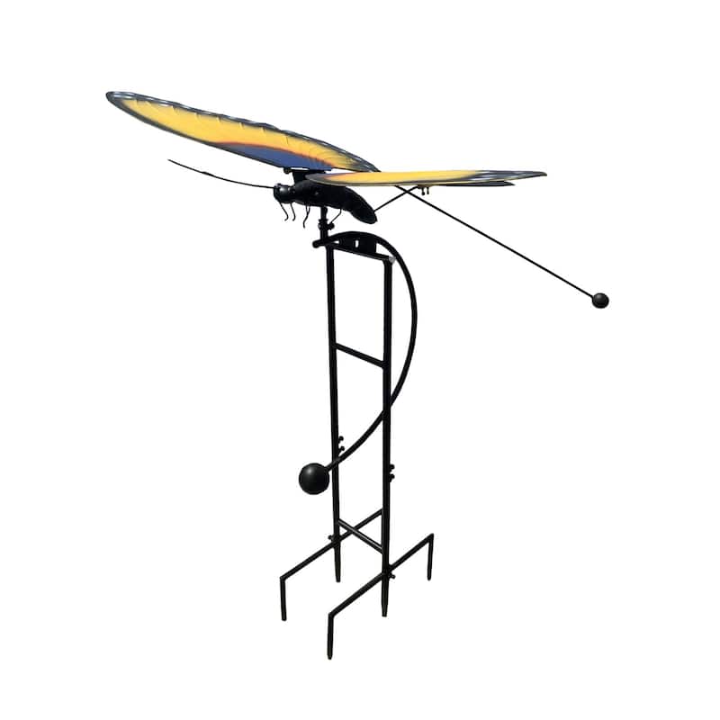 Butterfly Rocker Outdoor Garden Stake - 67" - Yellow and Black