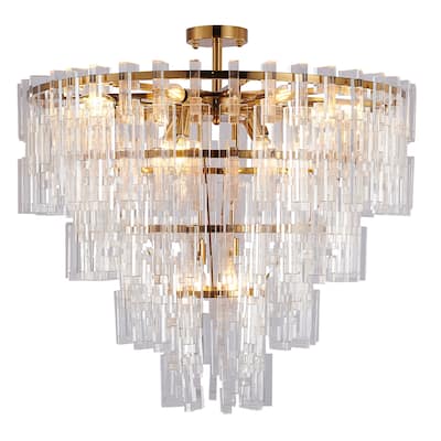 30" Antqiue Bronze Metal Chandelier With Clear Acylic