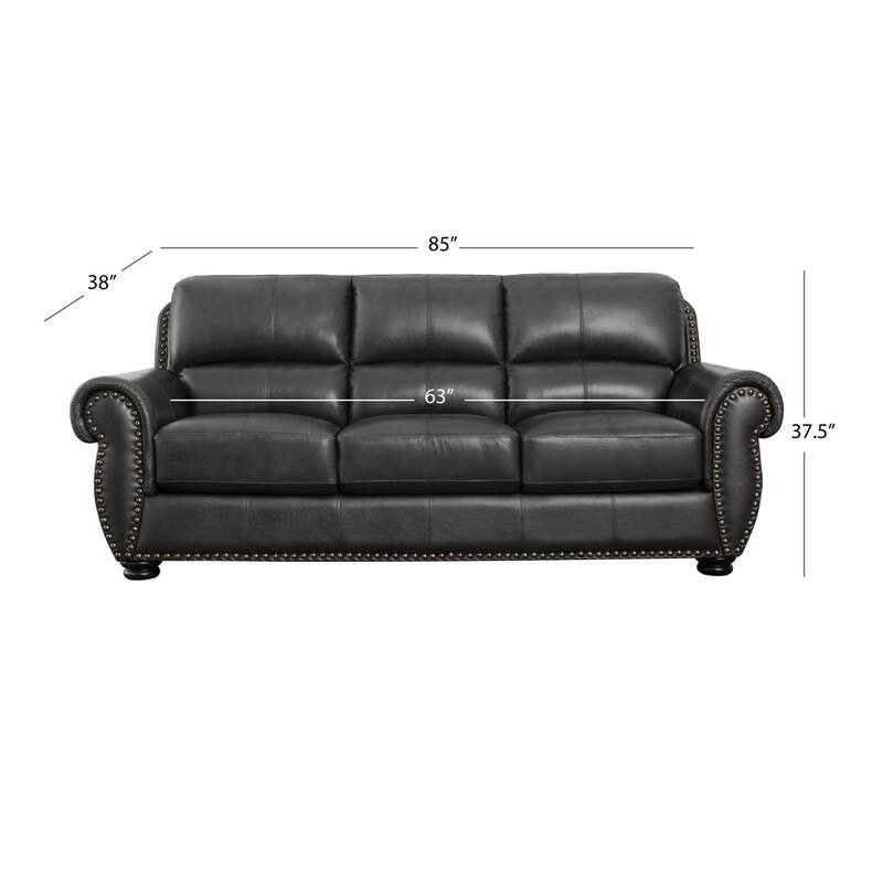 Austin Leather Living Room, Dark Gray
