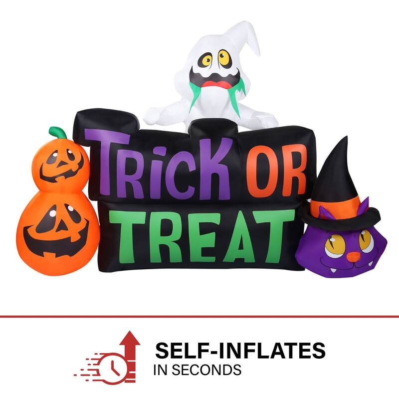 Haunted Hill Farm 8-Ft. Wide Pre-lit Inflatable Trick or Treat Sign