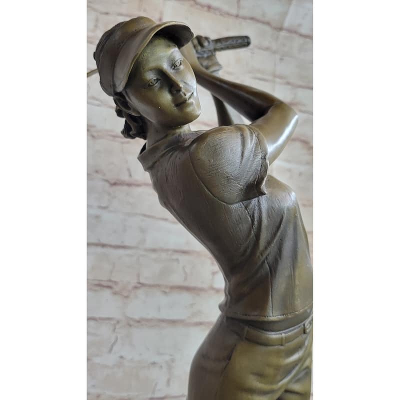 Extra Large Female Golfer Golf Sport Trophy Award Bronze Statue Sculpture Figure