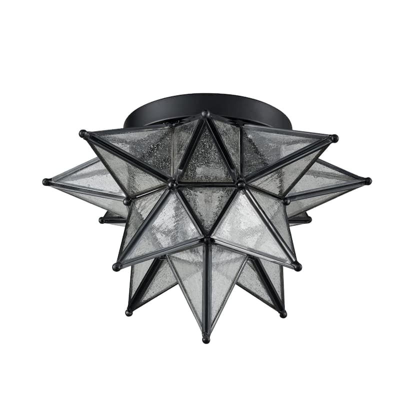 Venezia Seeded Glass Moravian Star Flush Mount Ceiling Light