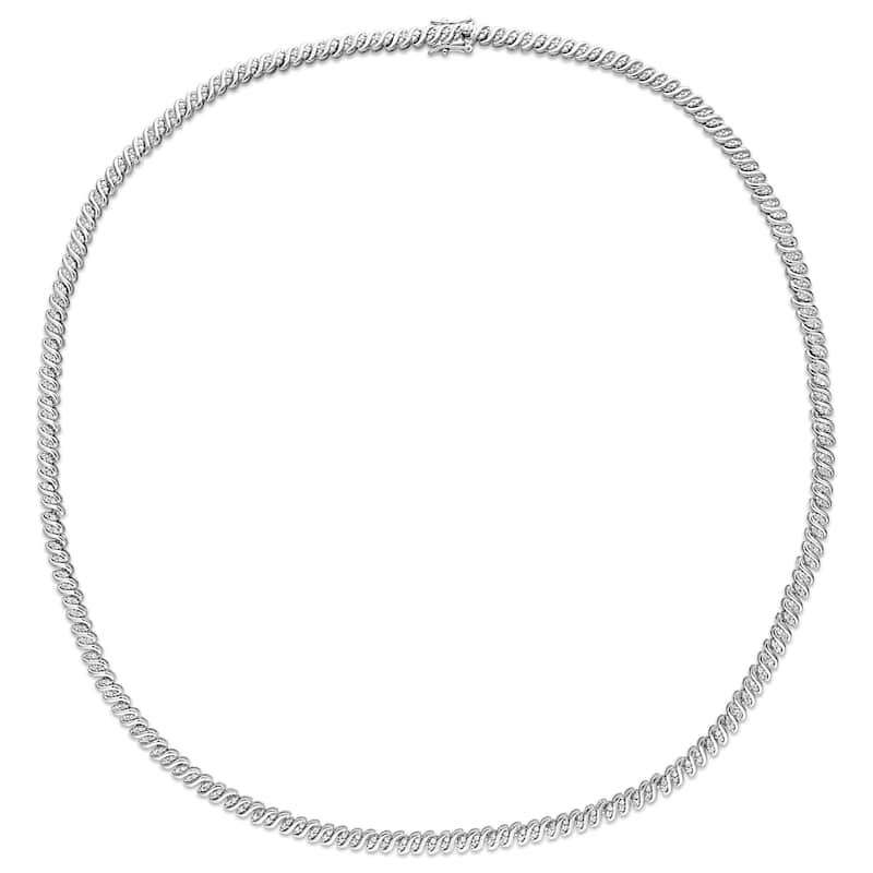 Miadora Sterling Silver 2ct TDW Diamond S-link Tennis Necklace