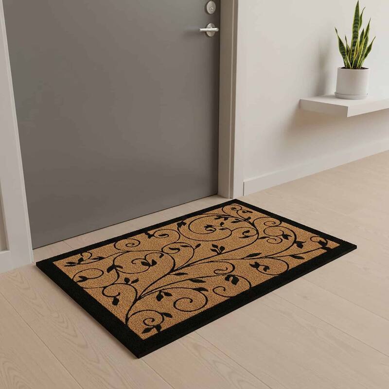 Sheltered Coir Door Mat Leafy Vine Print 30x18 Inch - 30 L X 18 W x 5/8 H