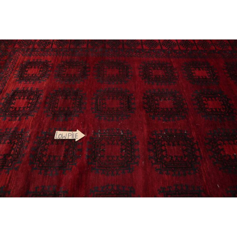 Hand Knotted Oriental 100% Wool Carpet Traditional Geometric Red Balouch Area Rug - 11' 3'' X 8' 8''