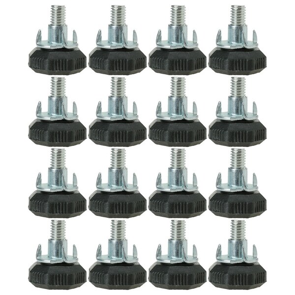 M8 x 20 x 28mm Screw on Furniture Glide Leveling Feet Floor Protector Adjustable Leveler with T-nuts for Chair Leg 16pcs