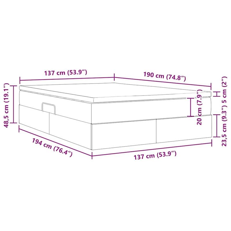 vidaXL Storage Bed with Mattress in Polyester