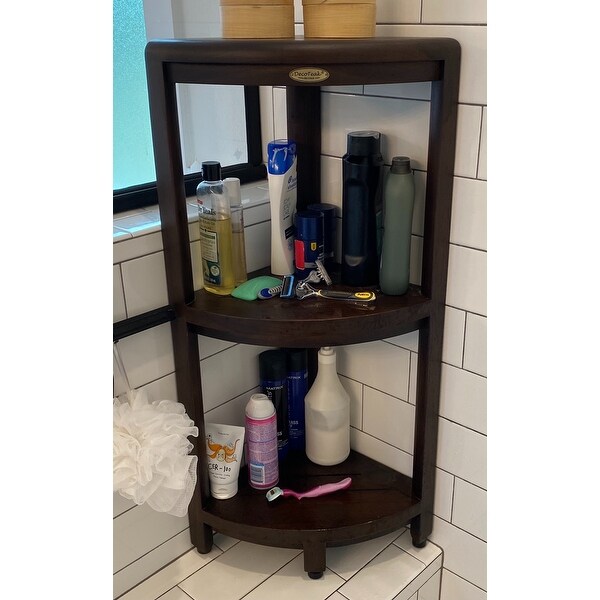 DecoTeak Oasis 3-Tier Teak Corner Shower Shelf