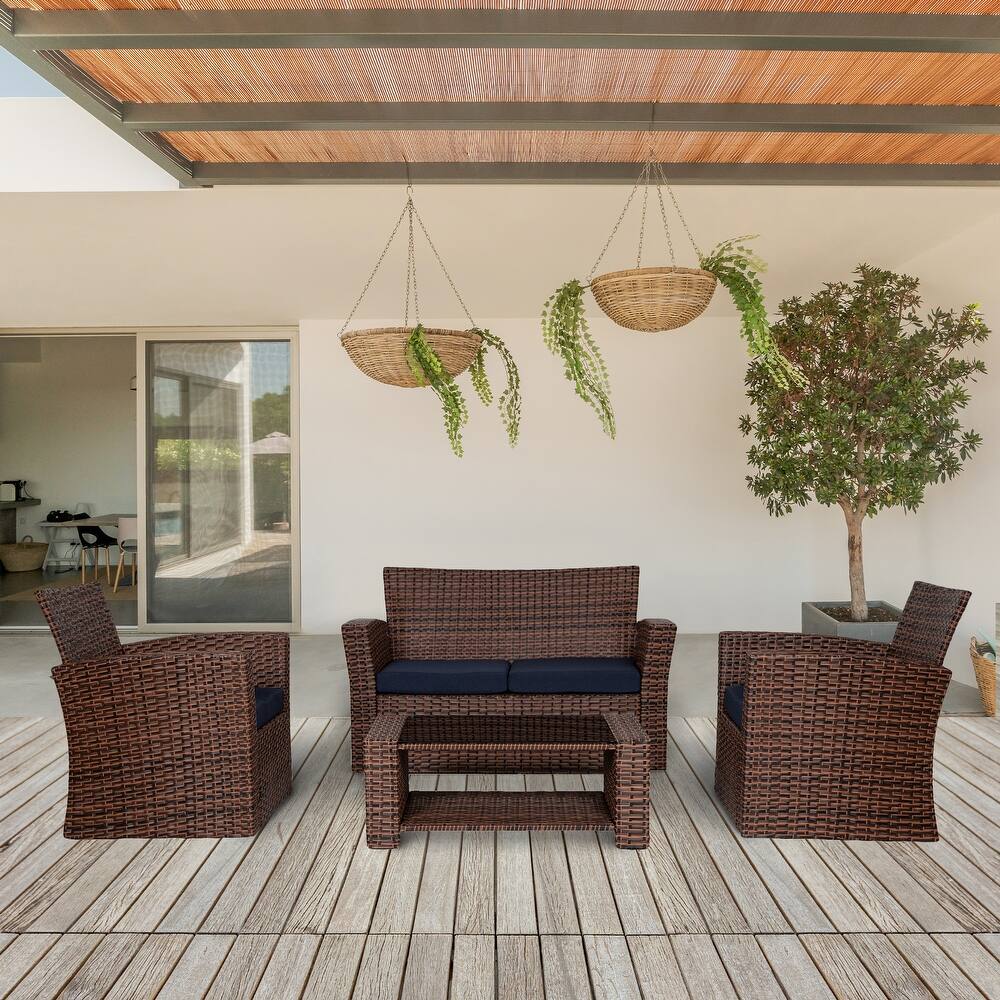 Grandview Outdoor 4-piece Brown Patio Conversation Set with Cushions