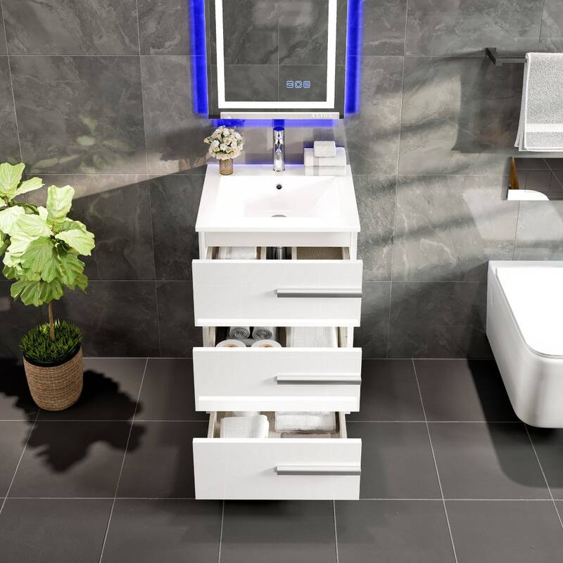 Eviva Deluxe 24"W Bath Vanity with White Porcelain Integrated Sink