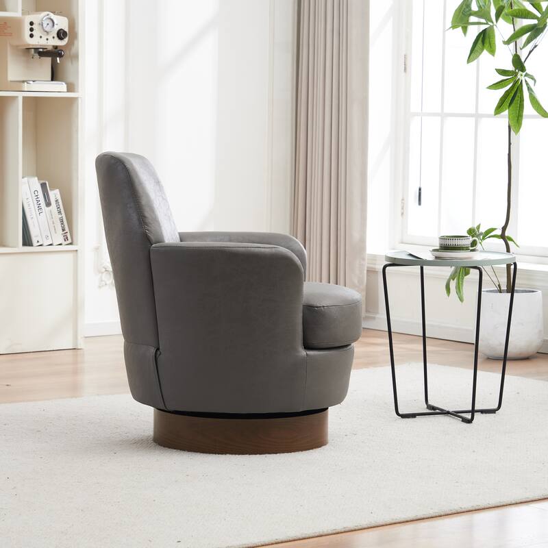 Swivel Barrel Chair, Accent Chairs Armchair for Living Room, Comfy Reading Chairs Round Barrel Chairs with Stainless Steel Base