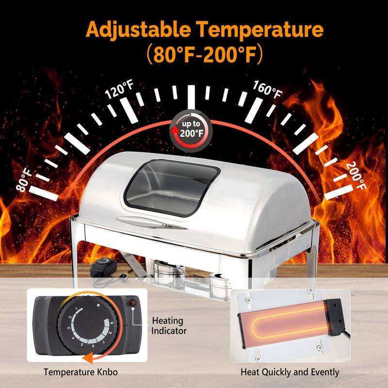 400W 9Qt Stainless Steel Dual Use(Fuel or Electric) Chafing Dish Bed