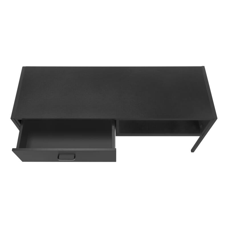 Contemporary 48-Inch TV Stand with Storage Drawer and Cable Management, Grey Laminate, Black Metal Frame