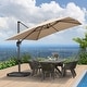preview thumbnail 17 of 25, PURPLE LEAF 9 x 11.5 ft 360 Degree Rotation Patio Cantilever Umbrella Beige