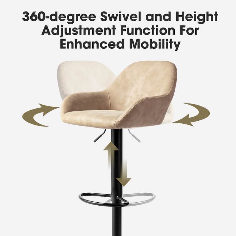 Glitzhome Mid-Century Height Adjustable Faux Leather Swivel Counter Bar Stools