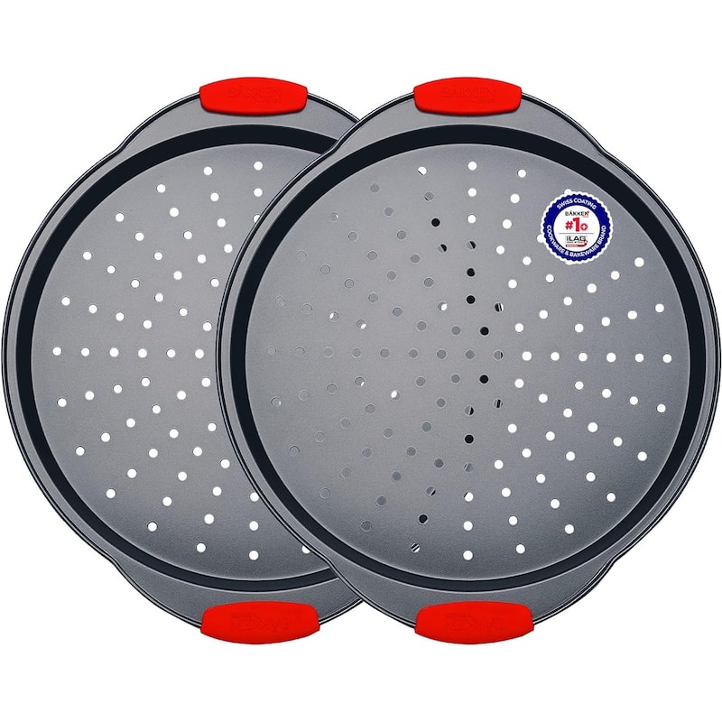 Pizza Tray Carbon Steel Pizza Pan - Set of 3 - Black
